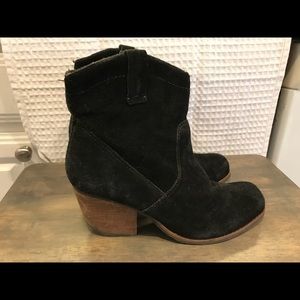 Black Suede Cowgirl Boots with cute heel
